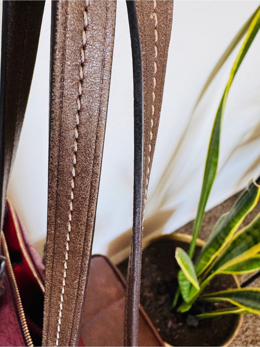 Dooney & Bourke Python Embossed Leather Tassel Tote Raspberry Brown Large - Picture 9 of 15